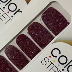 New Color Street “Black Cherry Bonbon” Black Cherry Silver Glitter Nail Strips